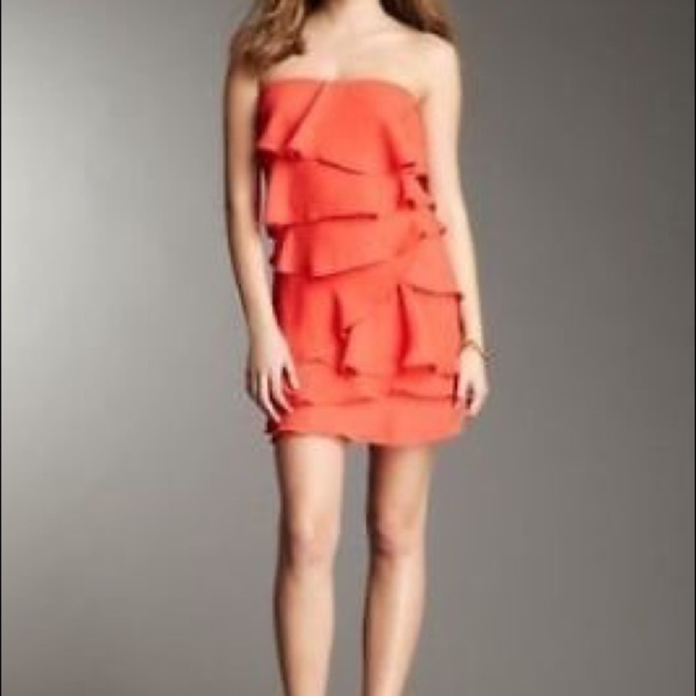 BCBG Ruffle Coral Dress